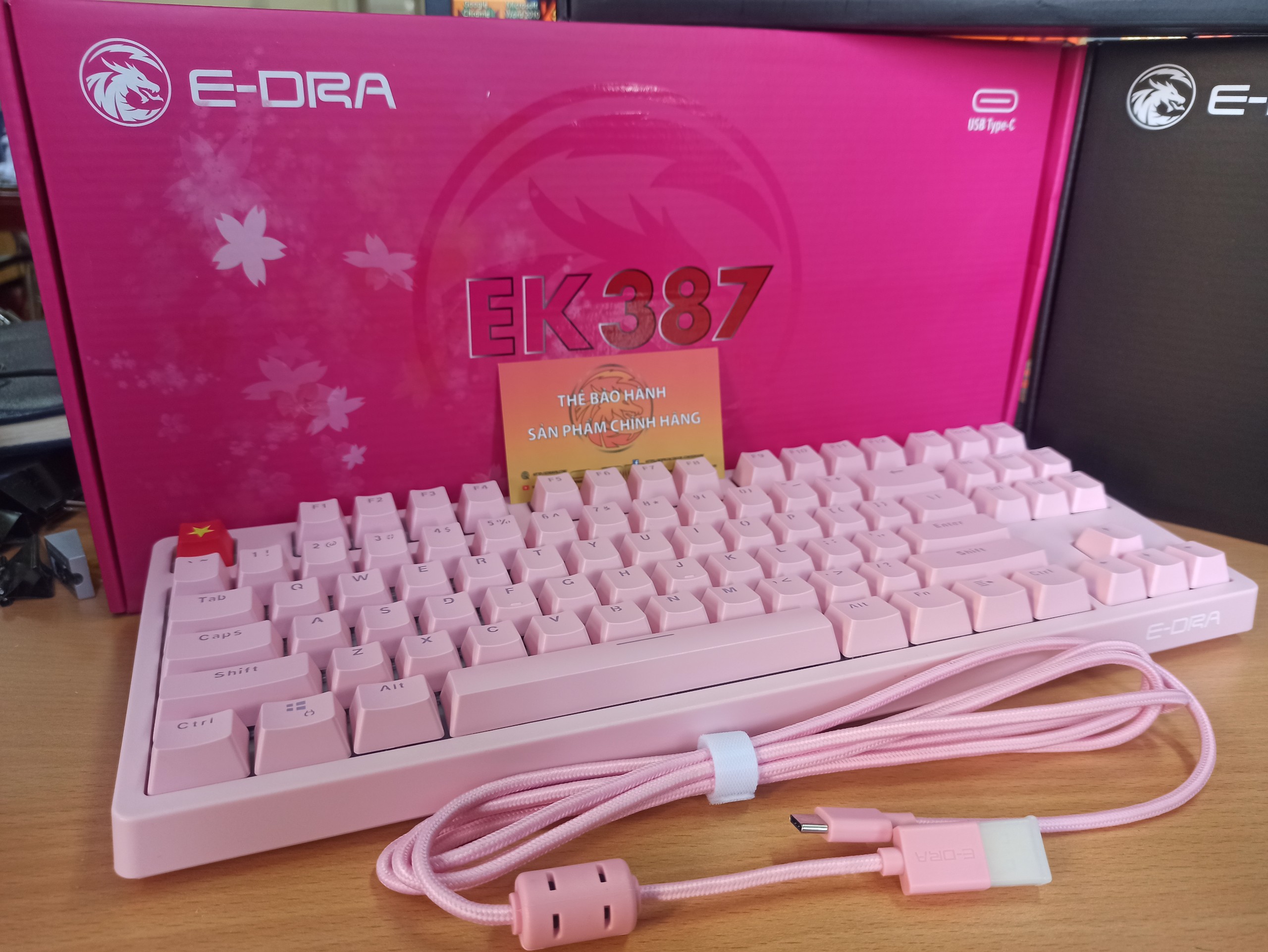 Bàn phím cơ E-Dra EK387 Dream Pink v2 H4