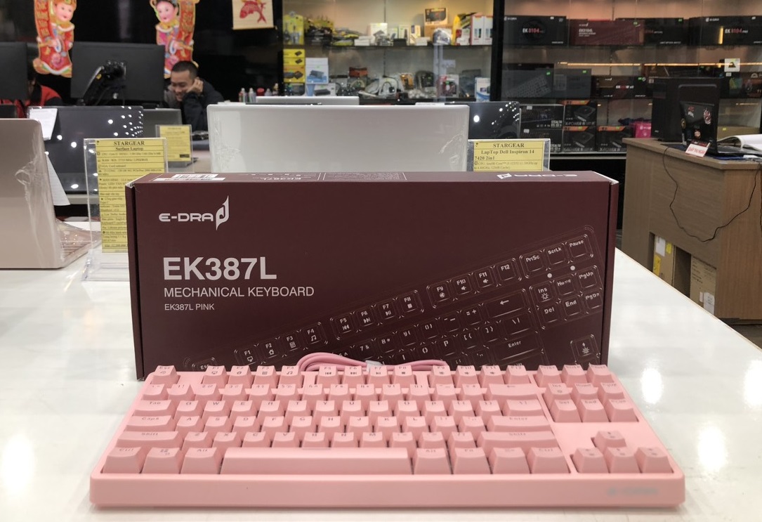 Bàn phím cơ E-Dra EK387L Pink H3