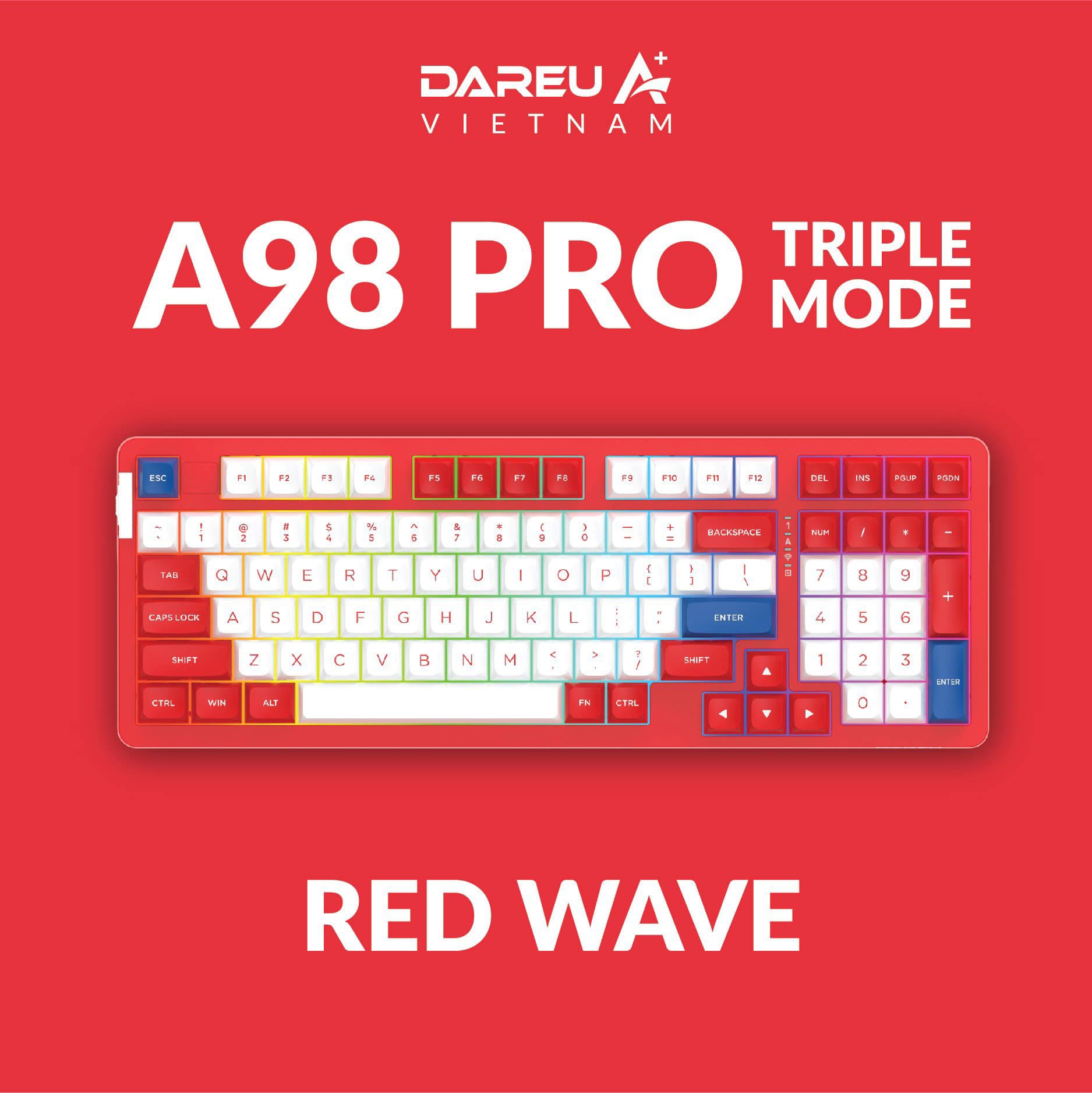 Bàn phím cơ DareU A98 Pro Red Wave H6