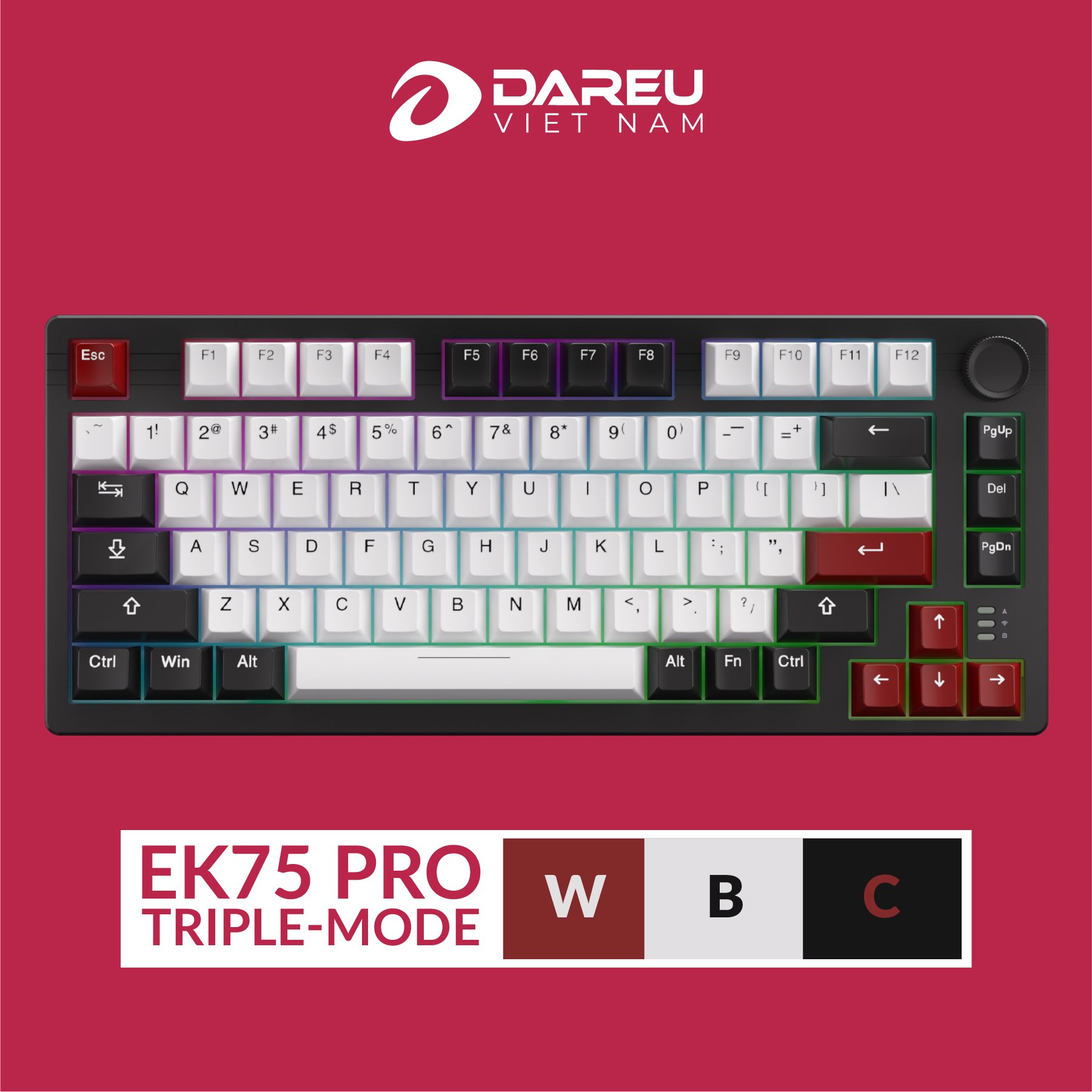 Bàn phím cơ DareU EK75 Pro WBC H5