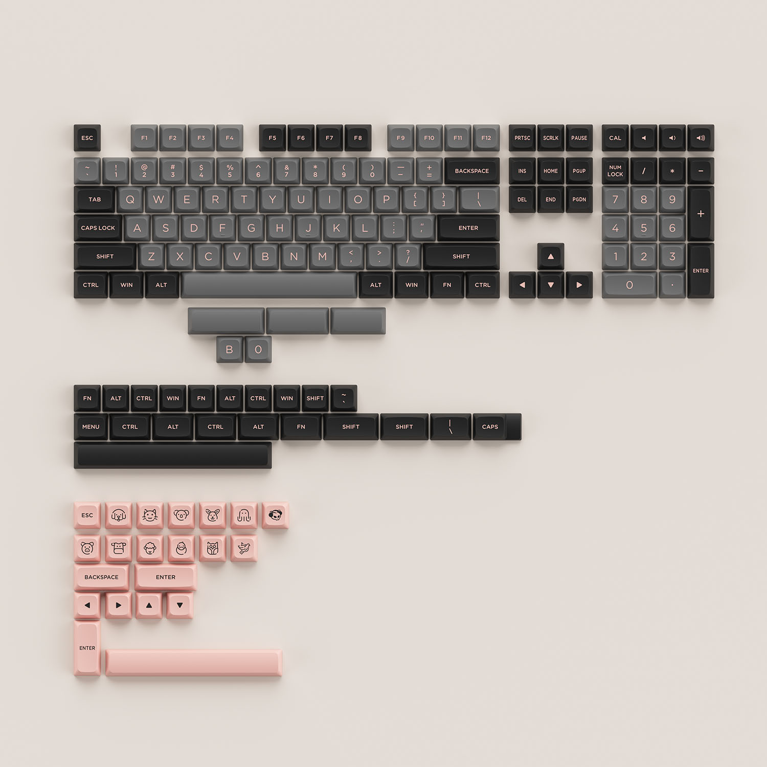 Keycap Akko Black Pink ASA Low Profile H2