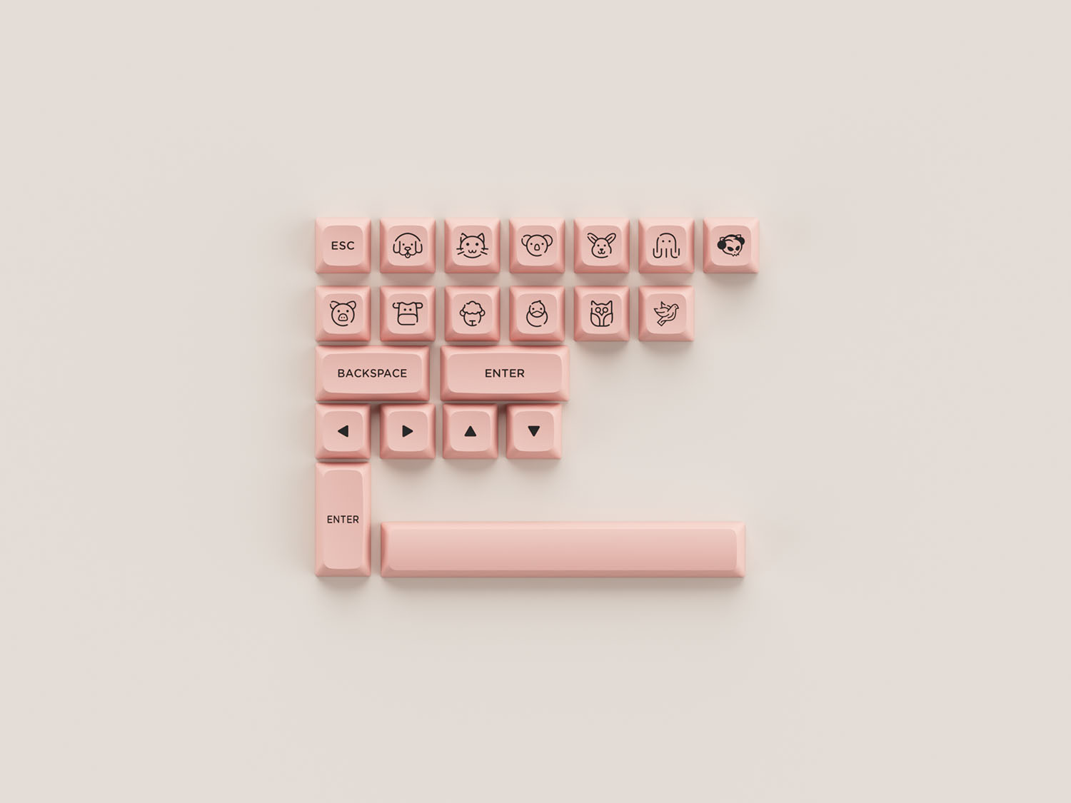 Keycap Akko Black Pink ASA Low Profile H5