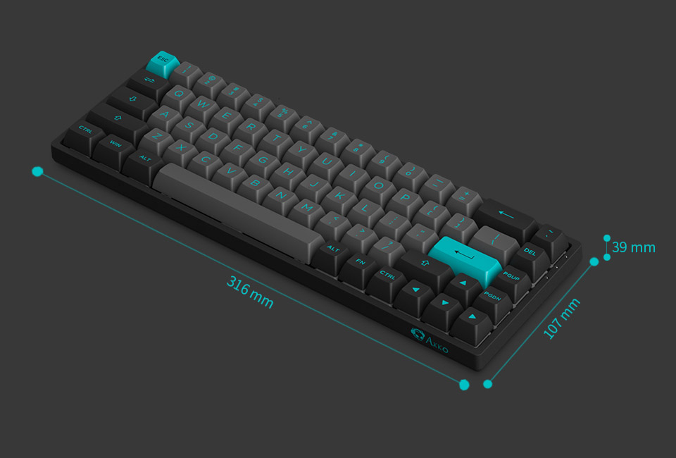 Bàn phím cơ Akko 3068B Plus Black Cyan H7