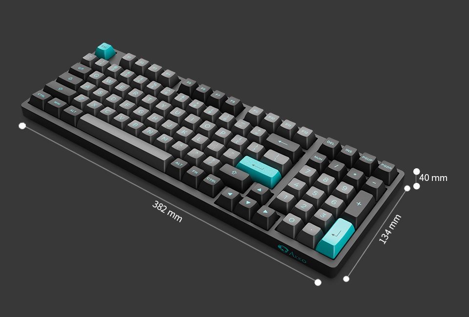 Bàn phím cơ Akko 3098B Black Cyan H6