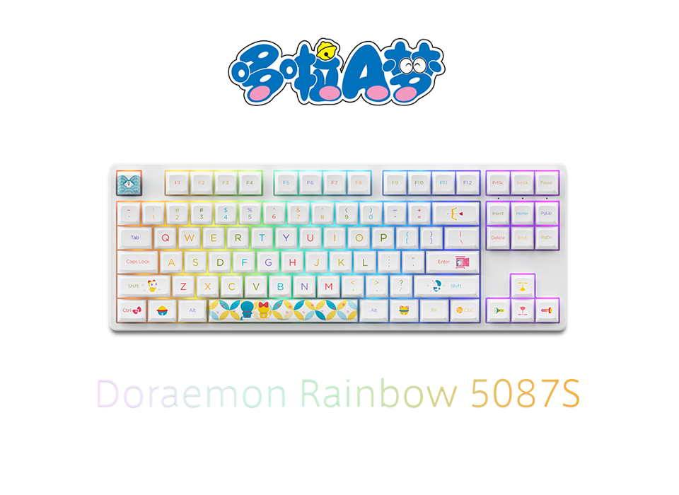 Bàn phím cơ Akko 5087s Doraemon Rainbow H7