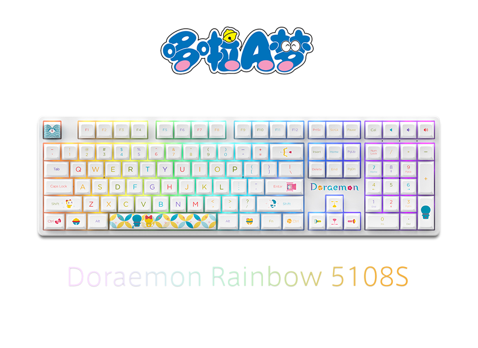 Bàn phím cơ Akko 5108s Doraemon Rainbow H7