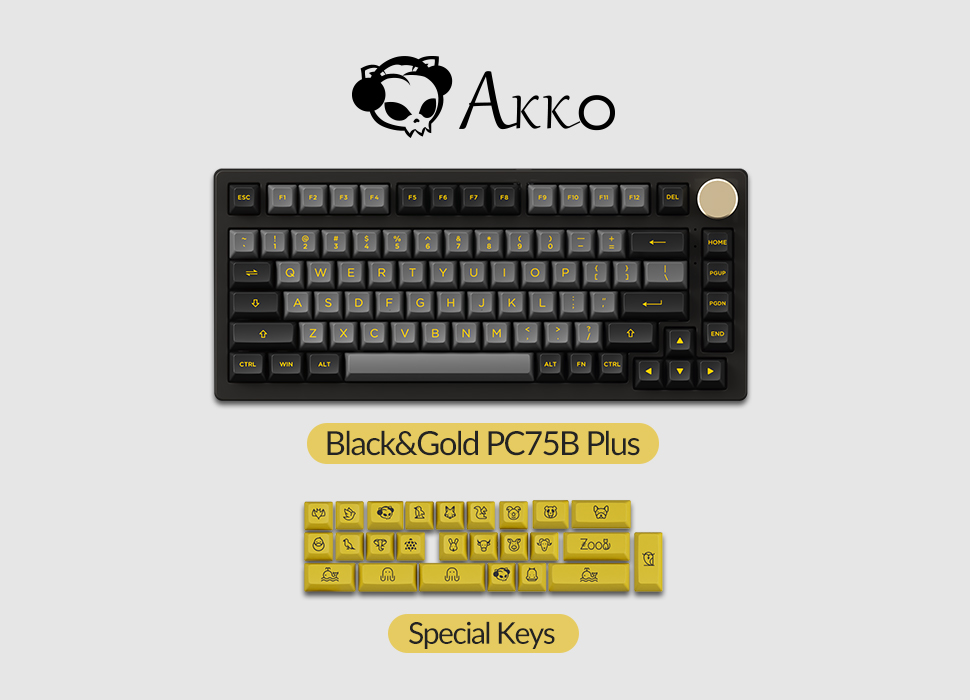 Bàn phím cơ Akko PC75B Plus v2 Black Gold H4