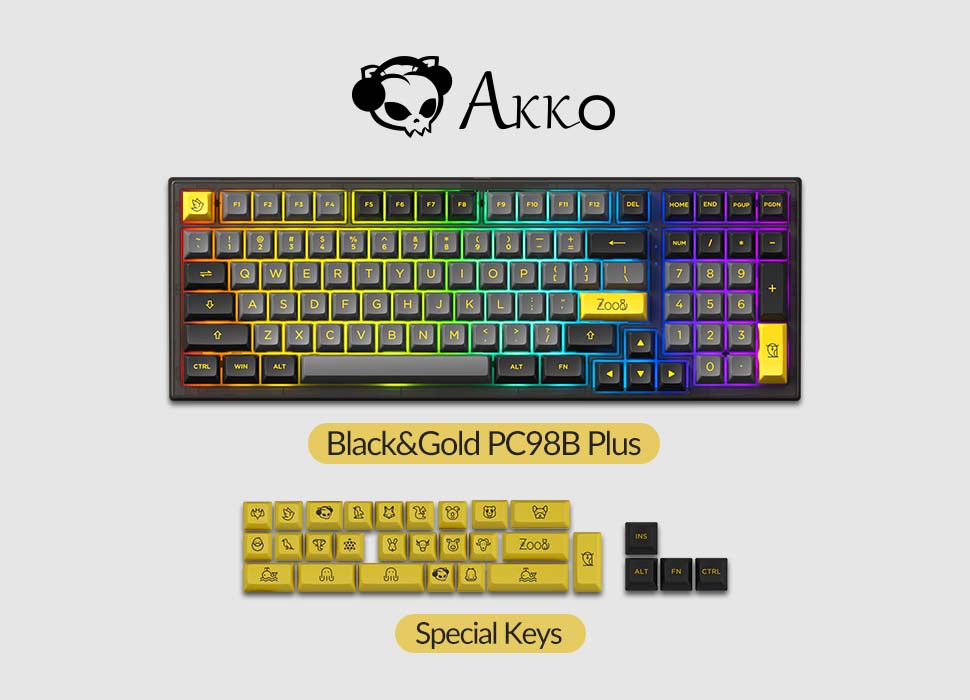 Bàn phím cơ Akko PC98B Plus Black Gold H7