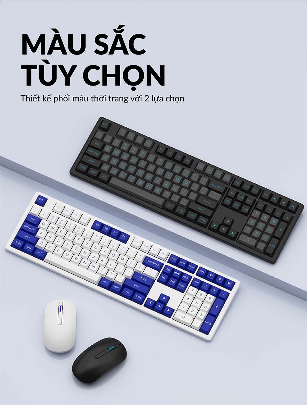 Bộ phím chuột Akko MX108 Blue on White H12