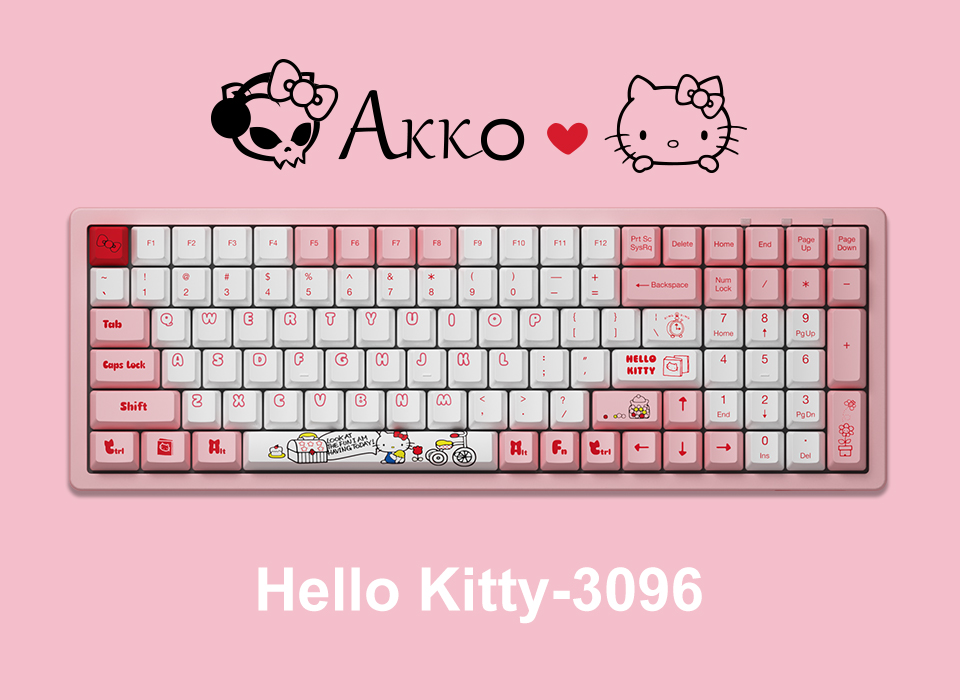 Bàn phím cơ Akko 3096 Hello Kitty H7