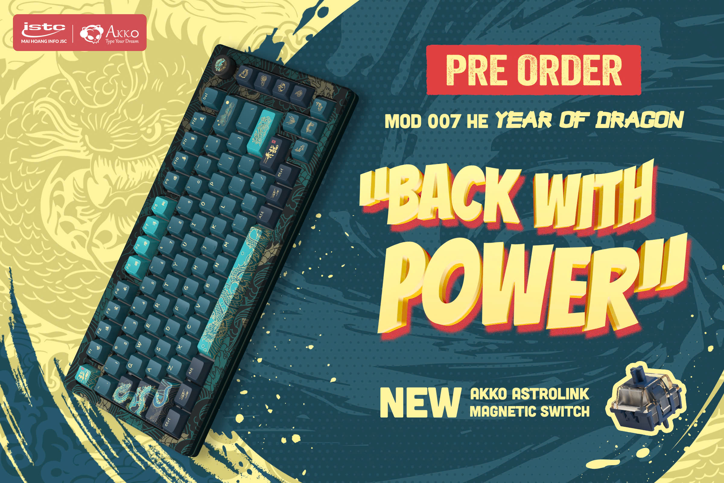 Bàn phím cơ Akko MOD007 v3 HE Year of Dragon Astrolink Magnetic switch