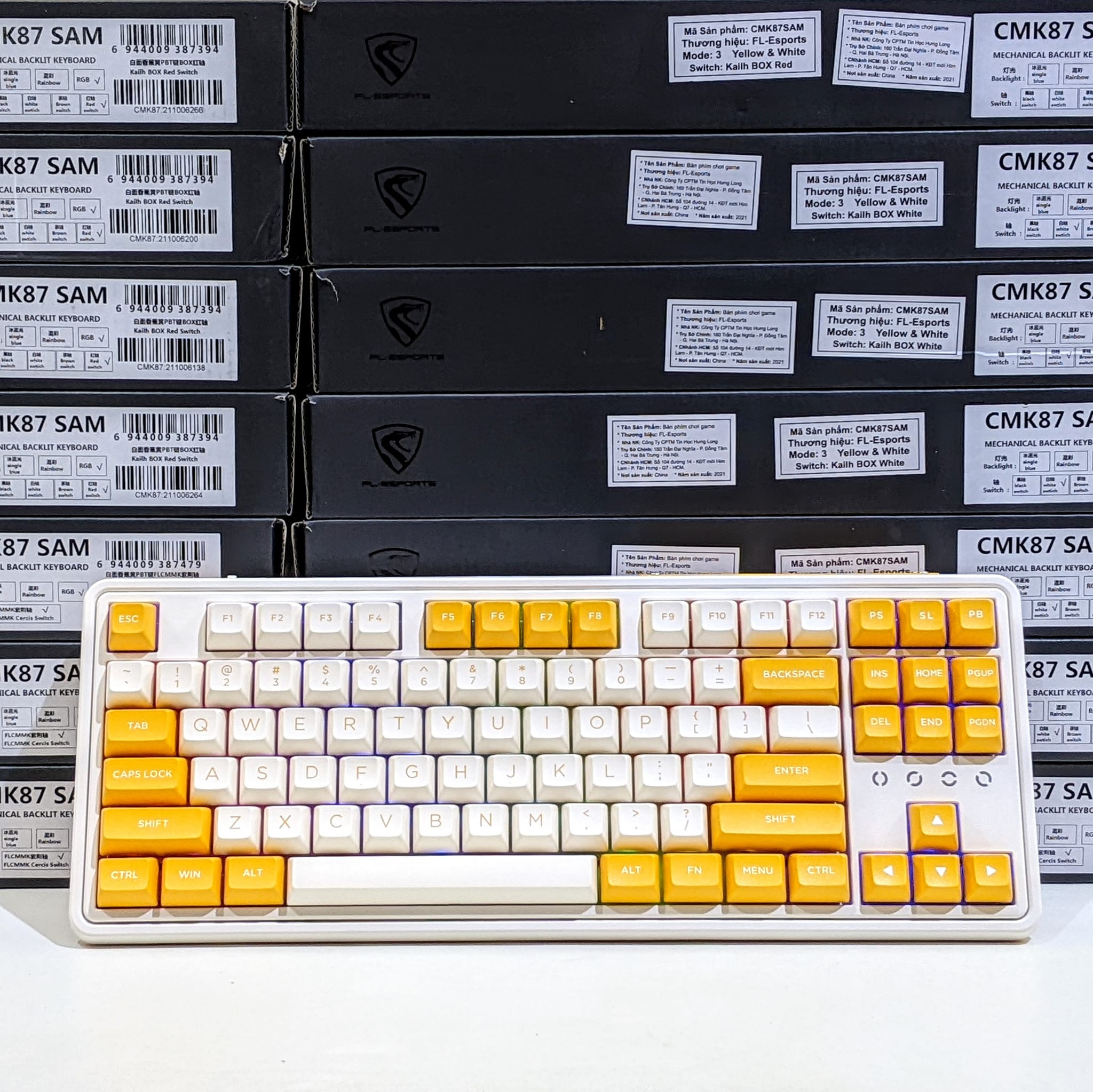 Bàn phím cơ FL-Esports CMK87 SAM Yellow White H7