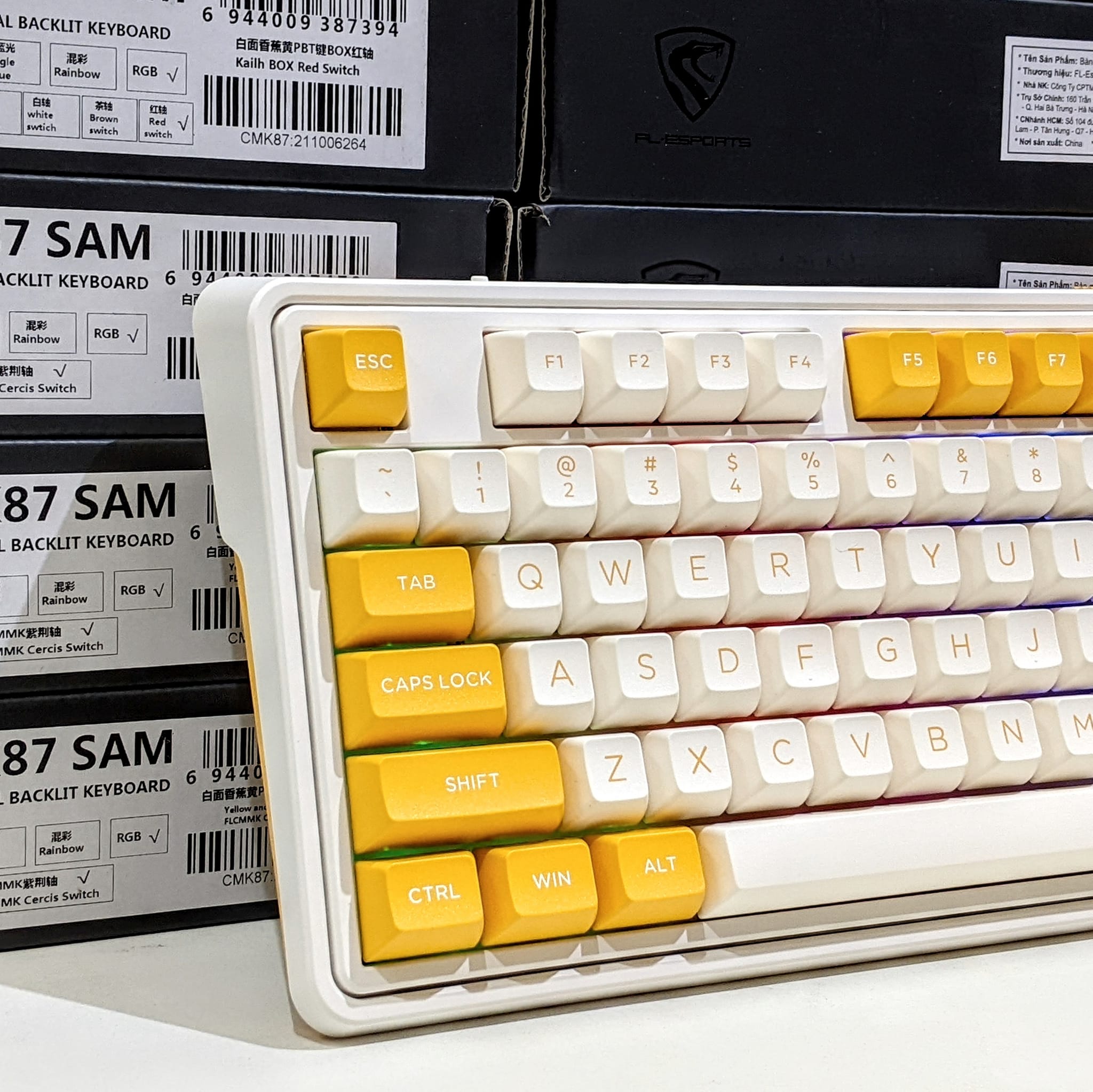 Bàn phím cơ FL-Esports CMK87 SAM Yellow White H9