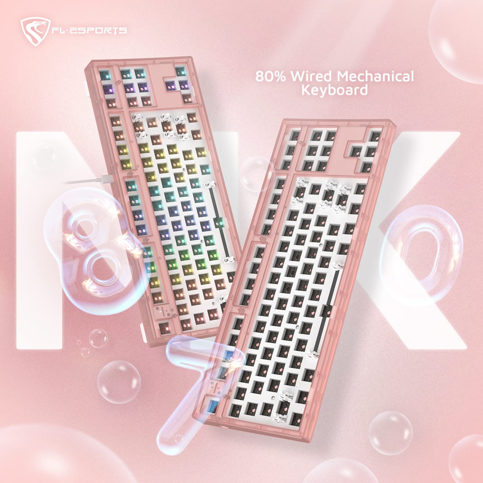 Kit bàn phím FL-Esports MK870 Clear Pink H4