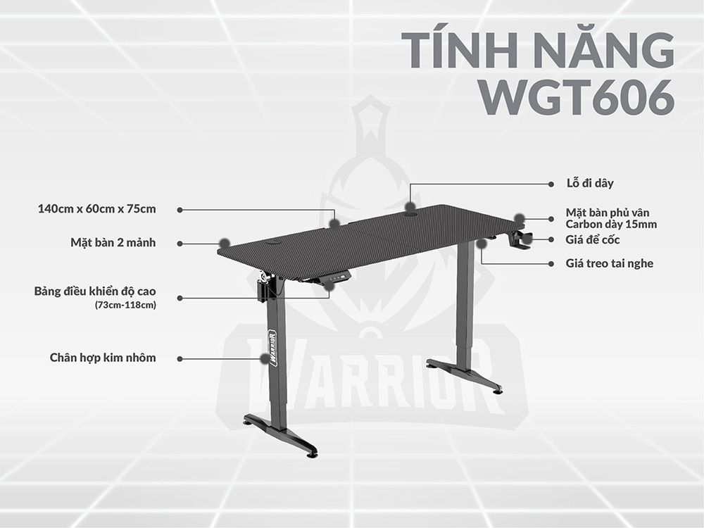 Bàn nâng hạ điện Warrior WGT606 H4