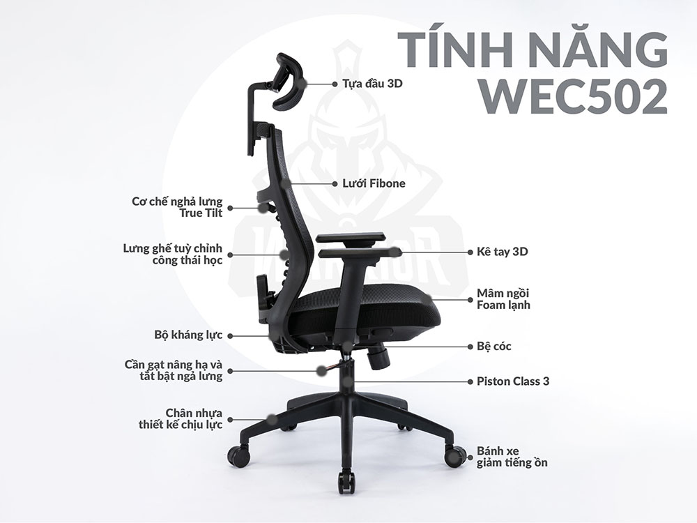 Tính năng Ghế công thái học Warrior Hero WEC502