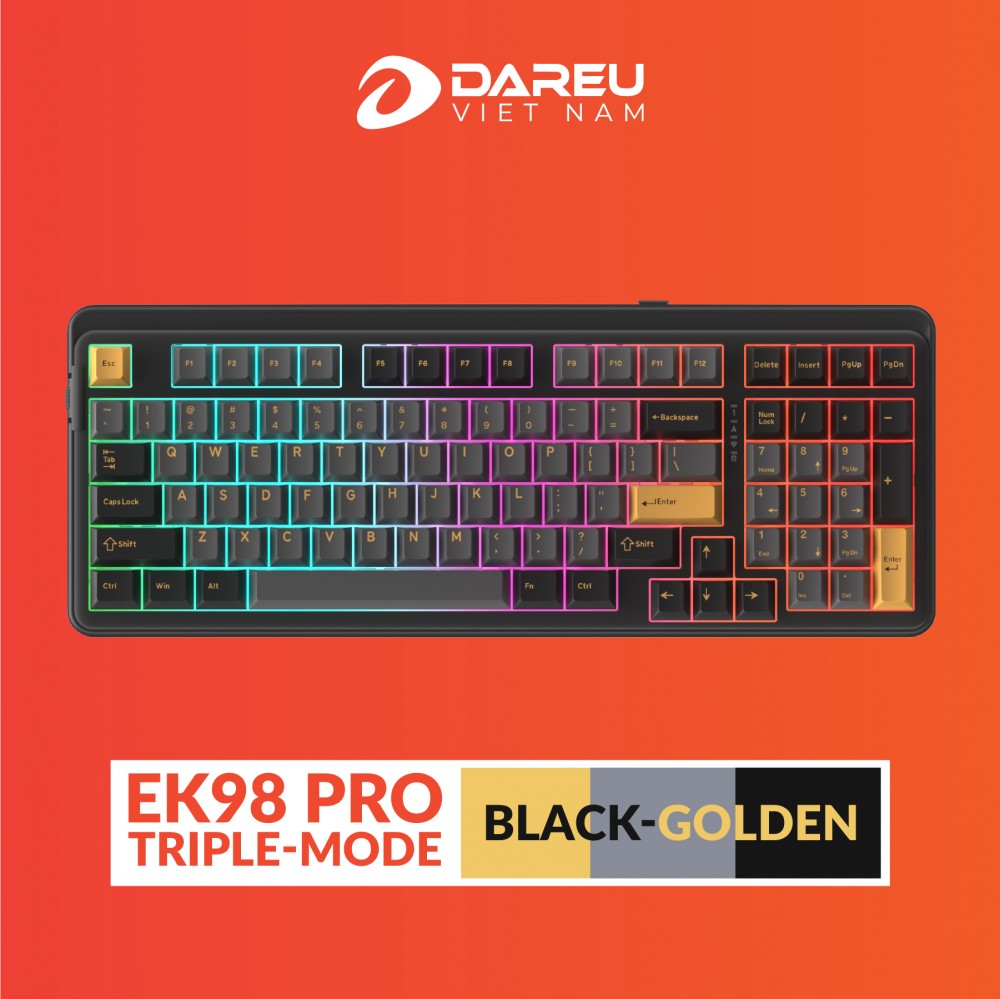 Bàn phím cơ DareU EK98 Pro Black Golden H4