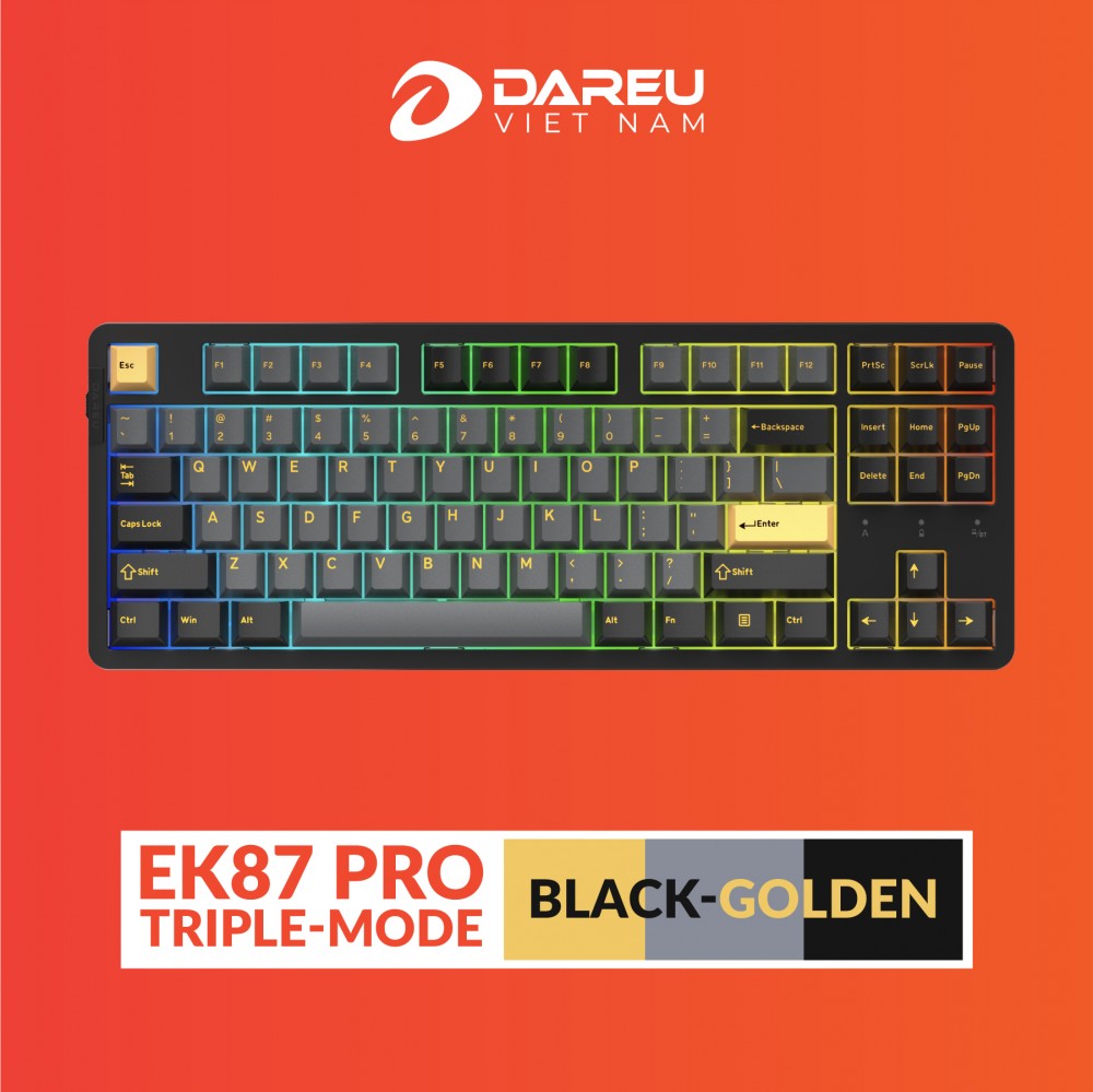 Bàn phím cơ DareU EK87 Pro Black Golden H3