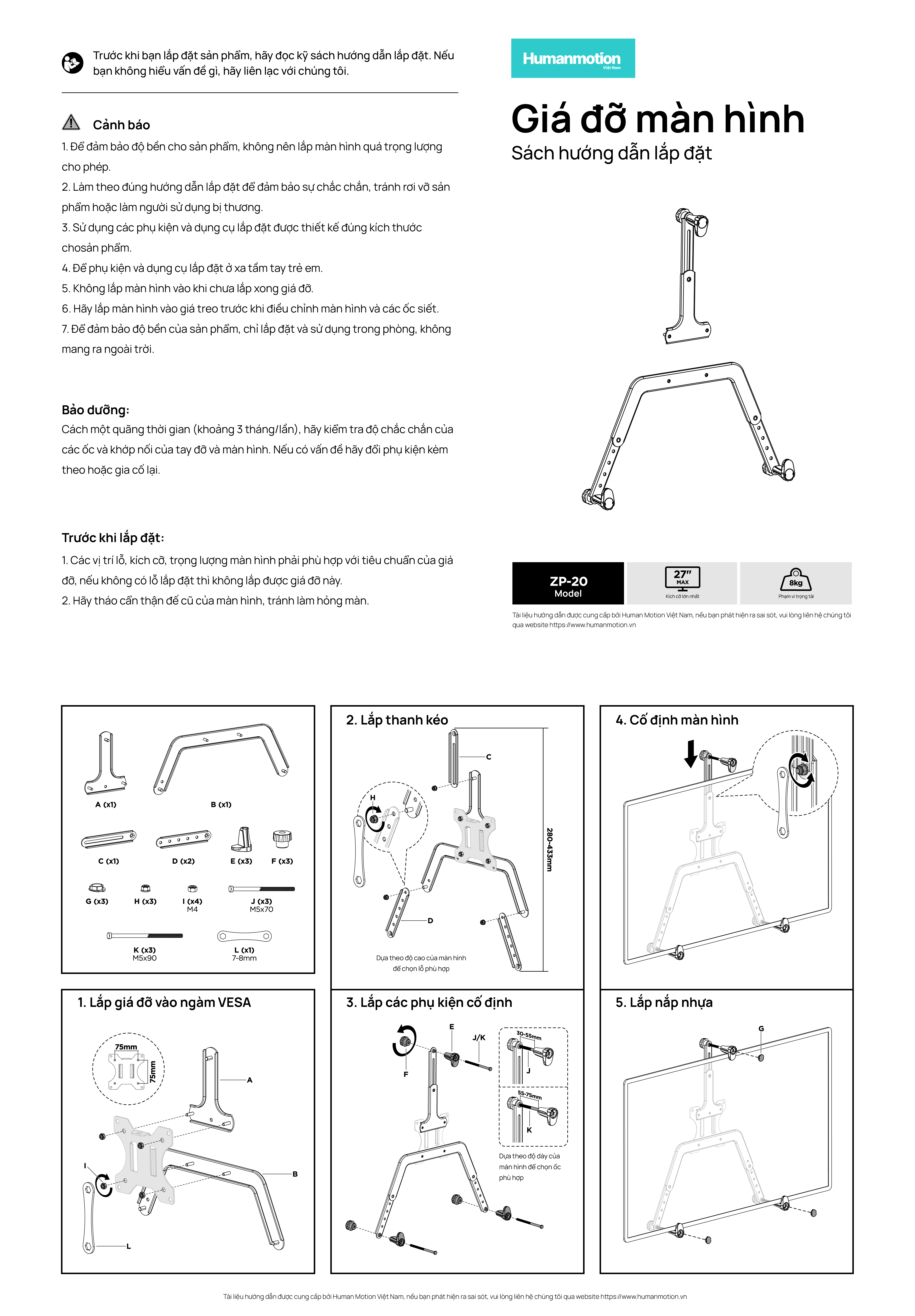 Bộ kit Vesa Mount Human Motion ZP-20 H5