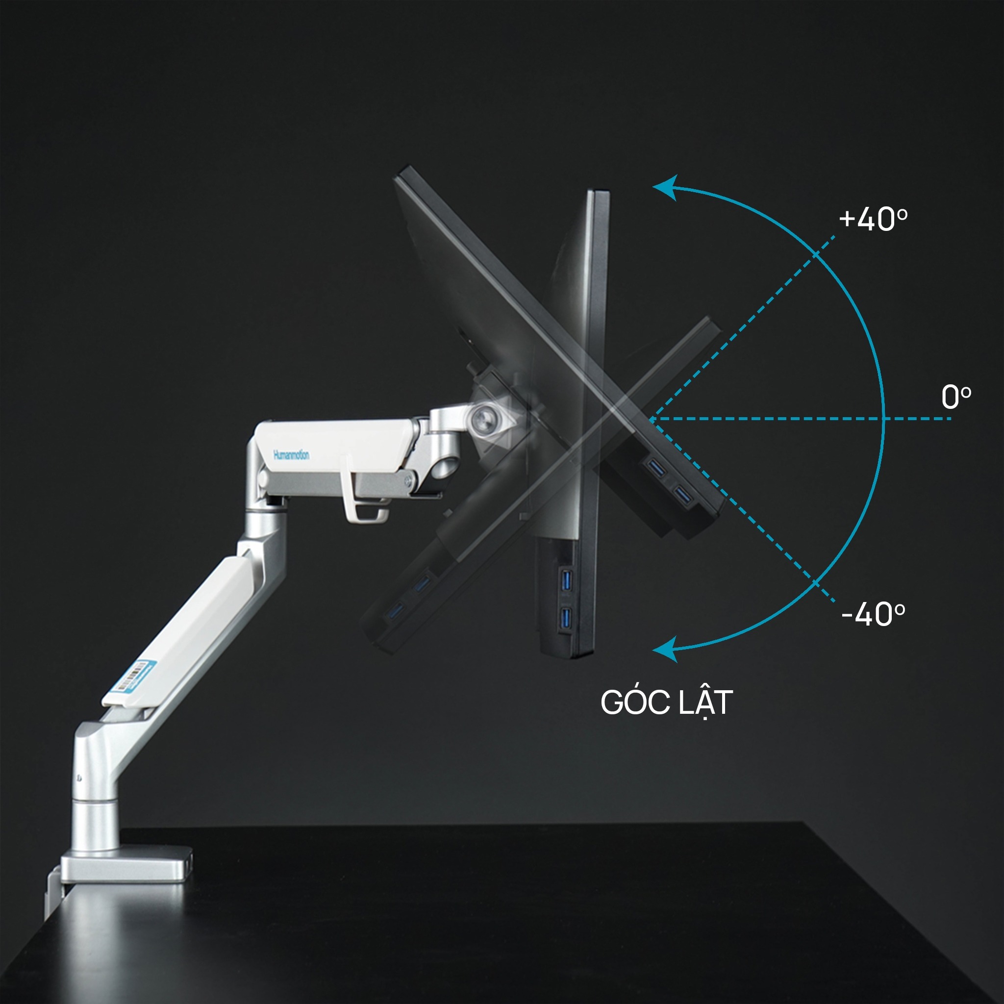 Giá đỡ màn hình Human Motion T2-2 White H10