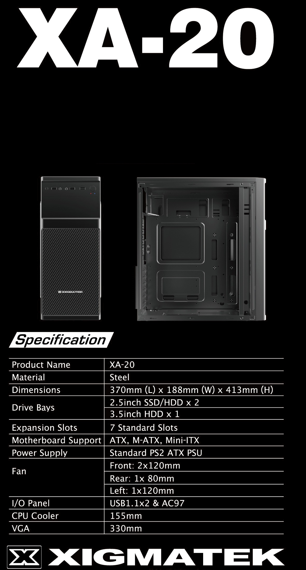 Vỏ case Xigmatek XA-20 Specs