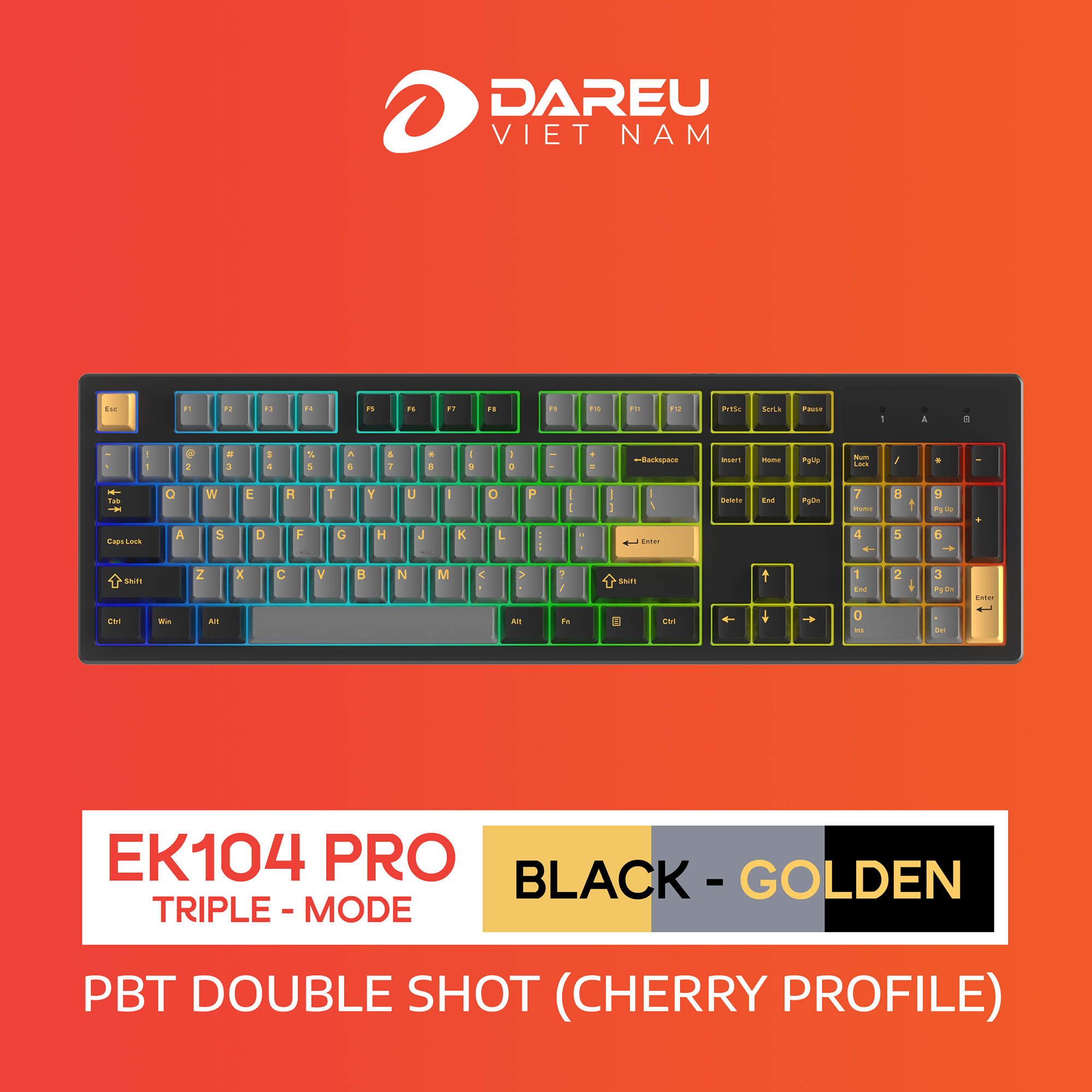 Bàn phím cơ DareU EK104 Pro Black Golden H8