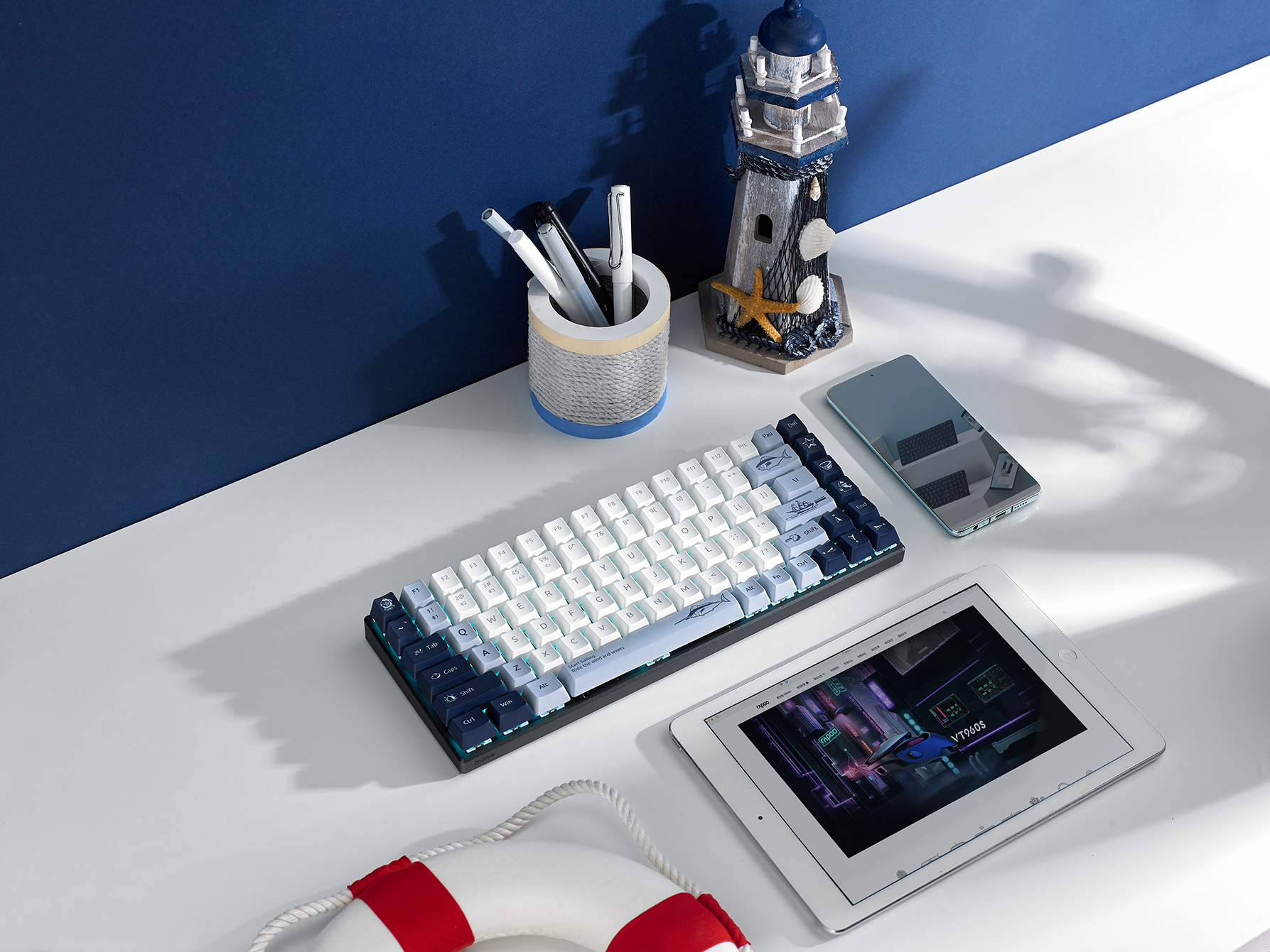 Bàn phím cơ Rapoo MT510 Pro White Blue H8