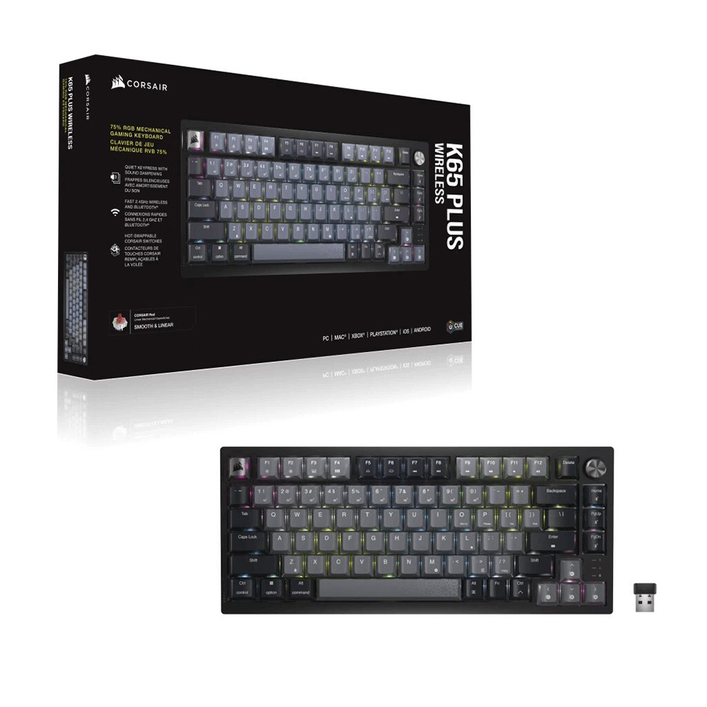 Bàn phím cơ Corsair K65 Plus Wireless CSR RED-BLK/GR H4