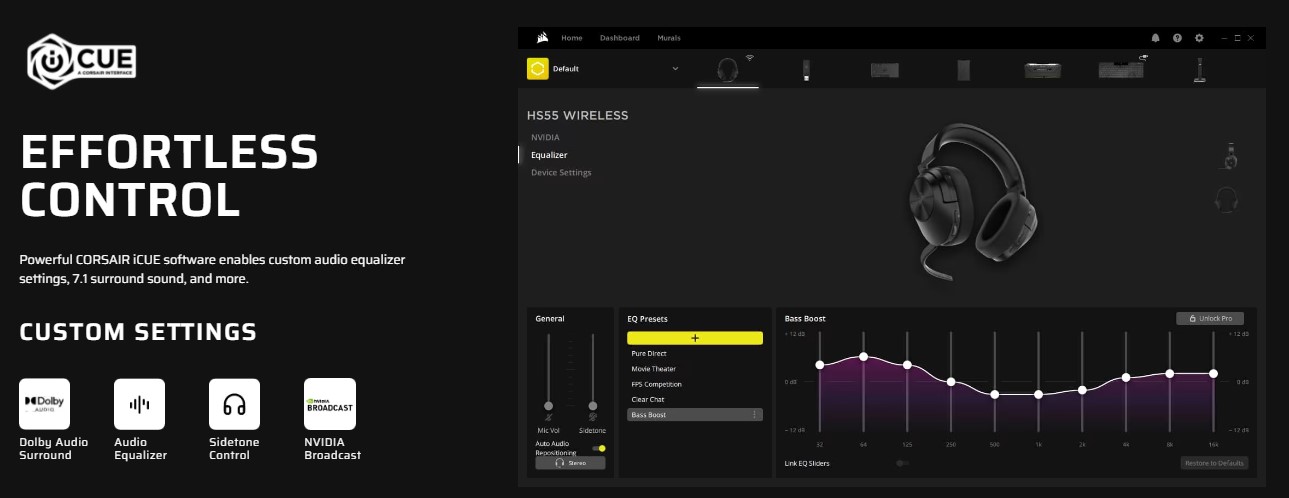 Tai nghe Corsair HS55 Wireless Carbon H6