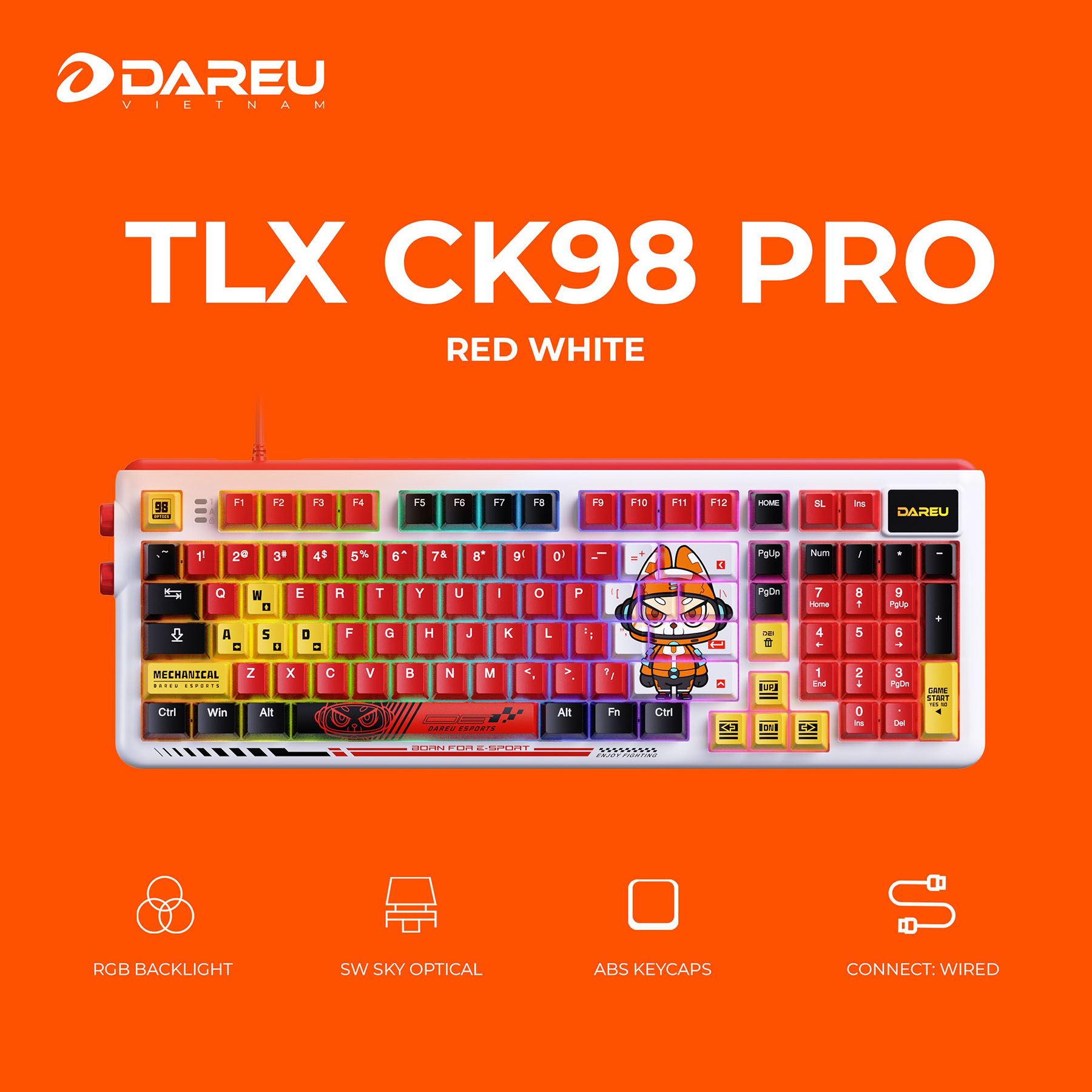 Bàn phím cơ DareU TLX CK98 Pro H3